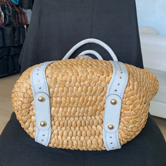 Michael Kors Santorini XL Corn Husk Basket Purse Clean Chic, Sustainable Luxury - Picture 7 of 14